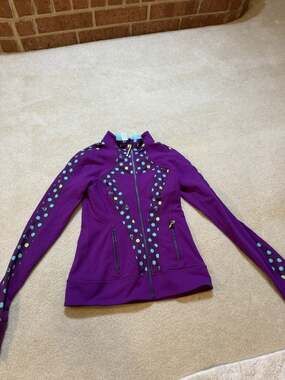 Ivivva by Lululemon Girls 12 Purple Polka Dot Full Zip Athletic Track Jacket